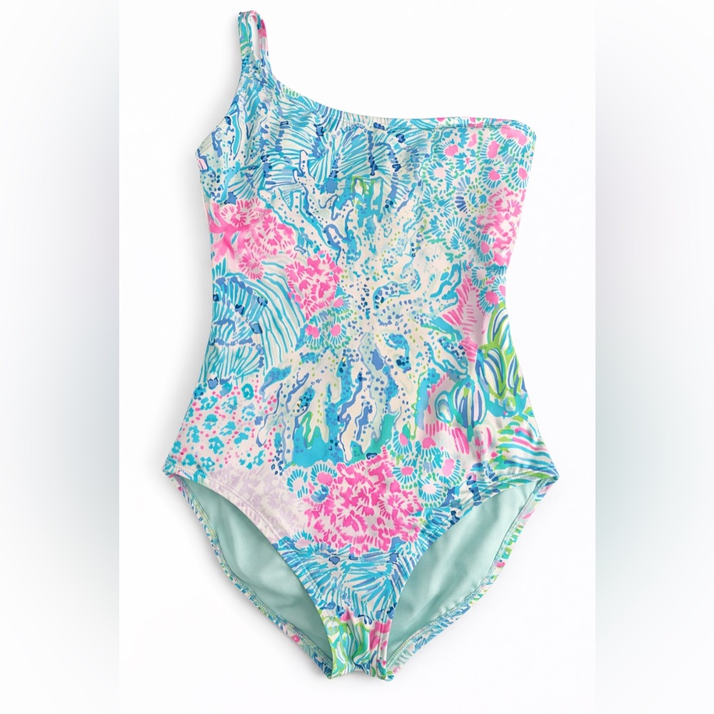 🌴 Lilly Pulitzer LaRue One Piece Swimsuit Size 2 Pastel Coral Reef Print - Picture 2 of 6